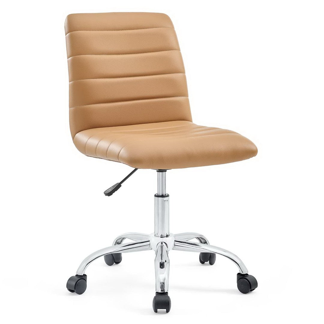 Modway Ripple armless mid-back vinyl office chair in tan